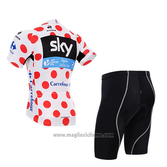 2015 Abbigliamento Ciclismo Sky Lider Bianco e Rosso Manica Corta e Salopette